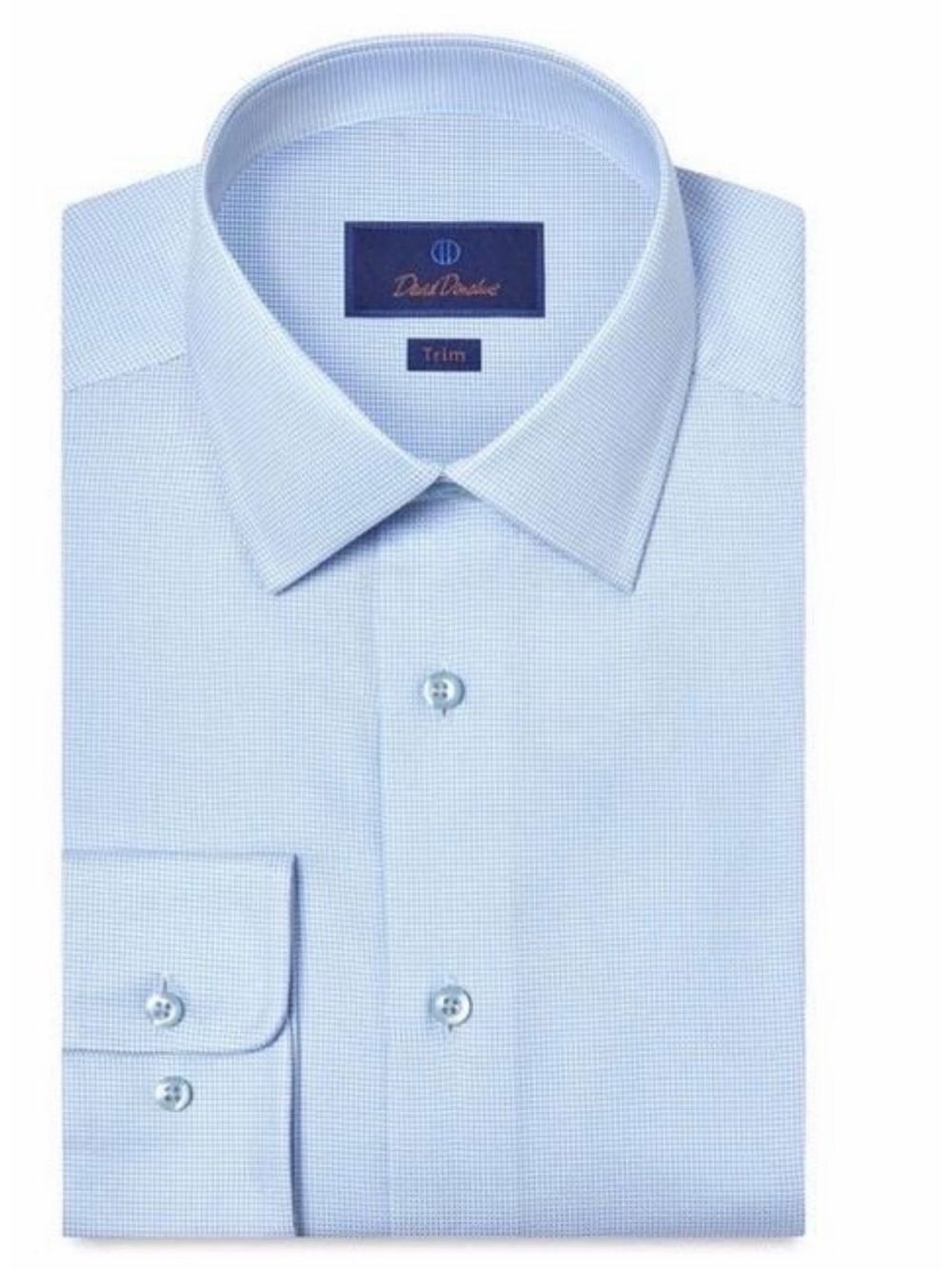 David Donahue Trim Fit Blue Dress Shirt
